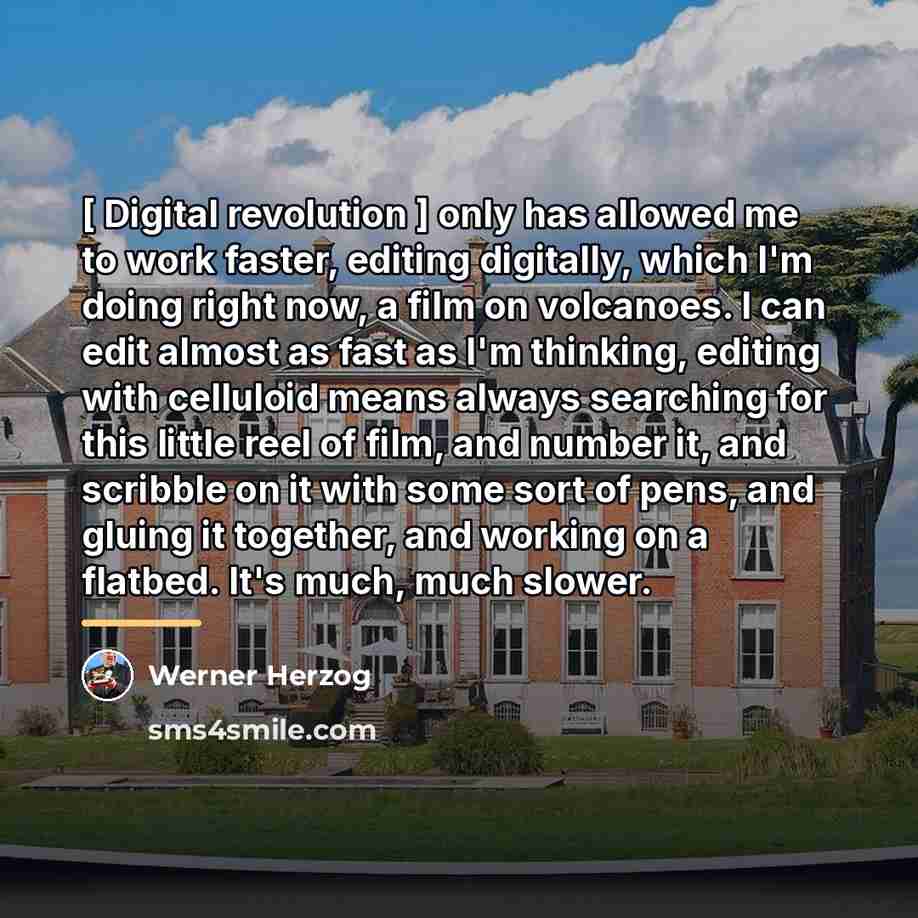 “[ Digital revolution ] only has allowed me to work…” quote by Werner Herzog