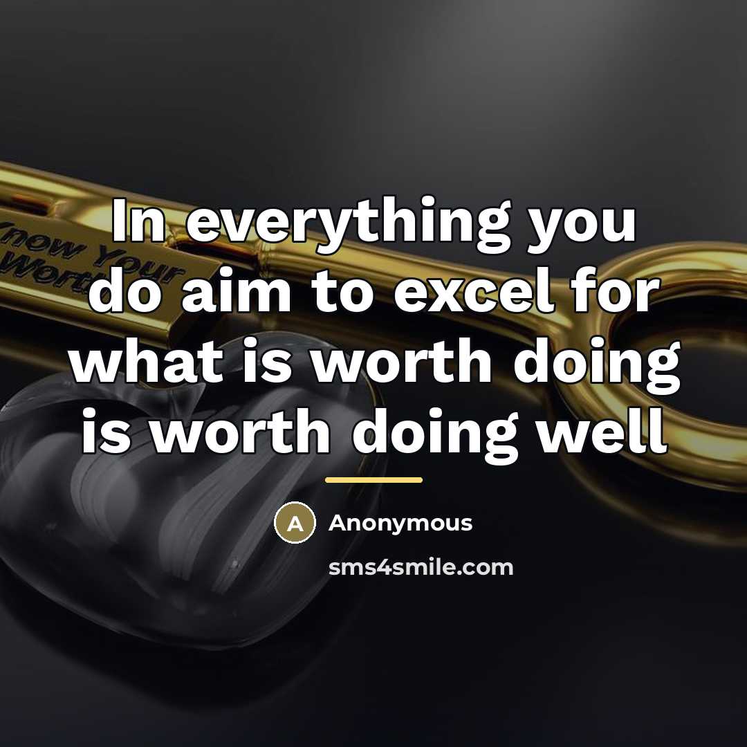 “In everything you do aim to excel for what is…” quote by Anonymous