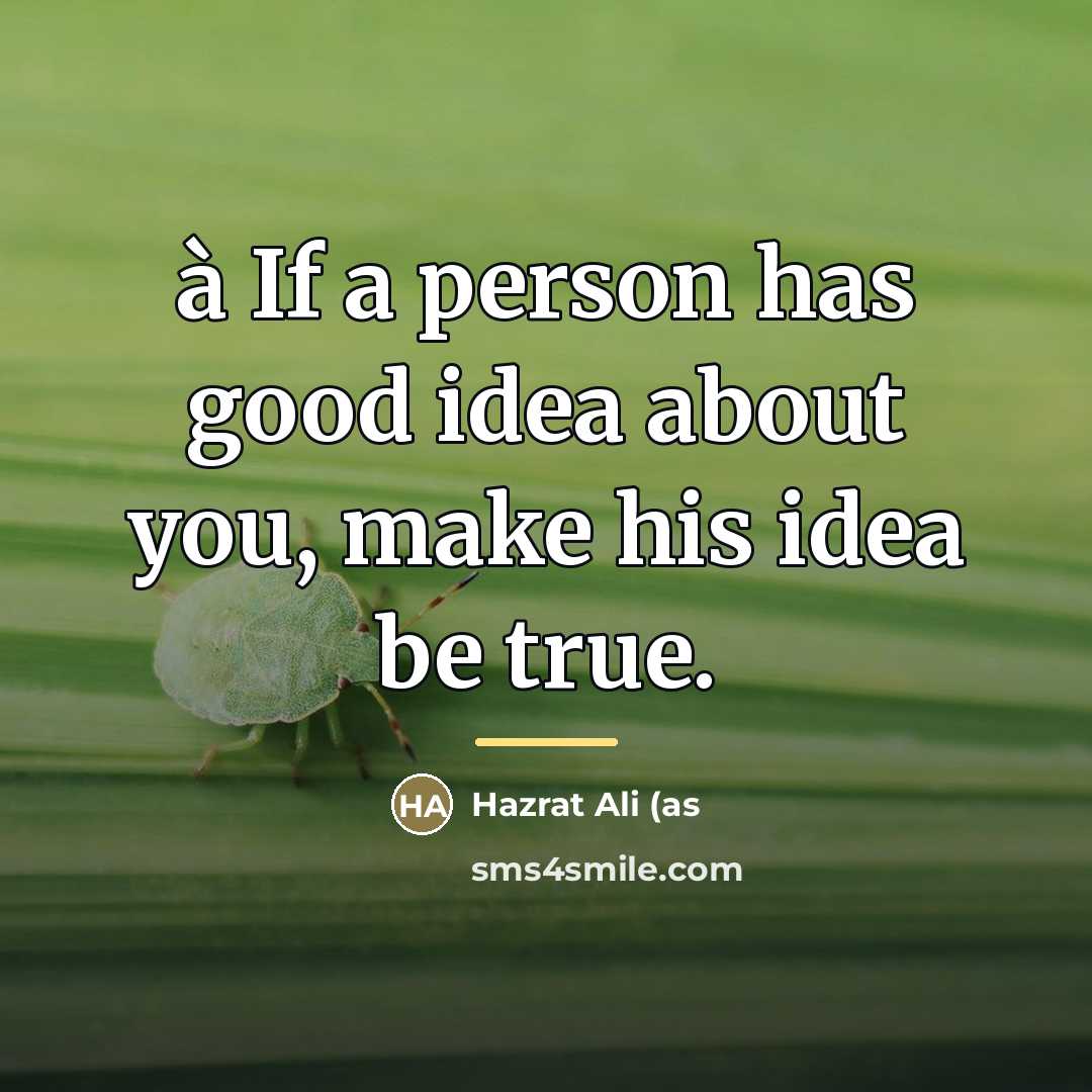“à If a person has good idea about you, make…” quote by Hazrat Ali (as