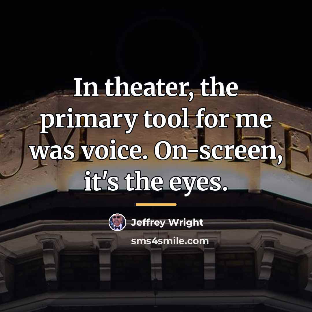 “In theater, the primary tool for me was voice. On-screen,…” quote by Jeffrey Wright