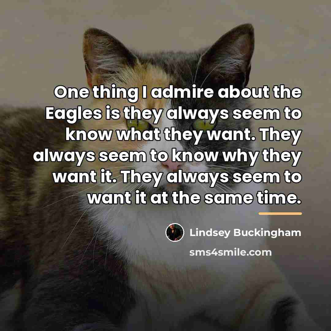 “One thing I admire about the Eagles is they always…” quote by Lindsey Buckingham