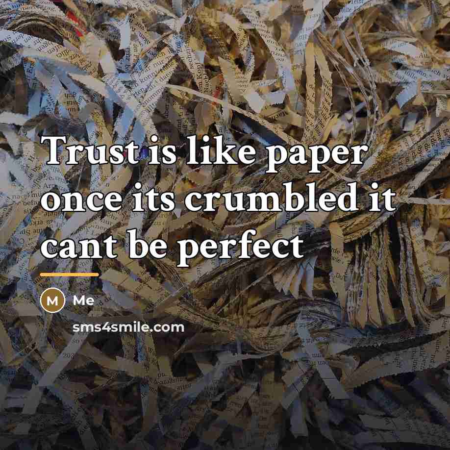 “Trust is like paper once its crumbled it cant be…” quote by Me