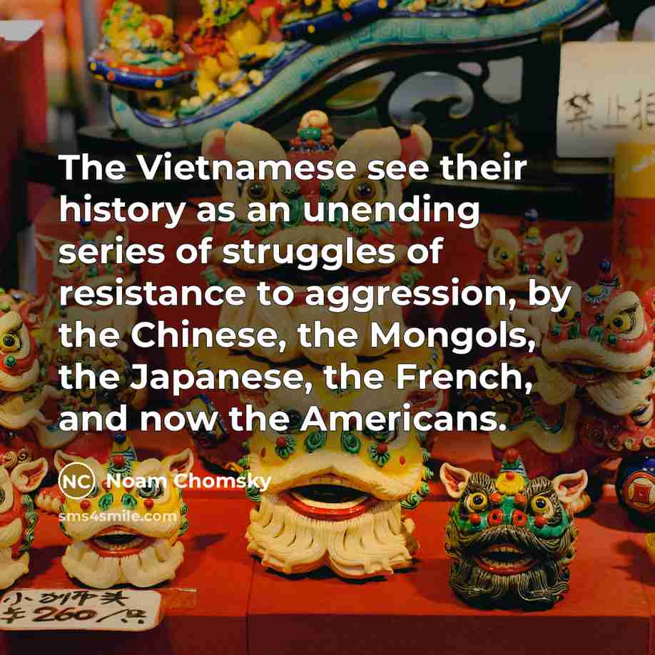 “The Vietnamese see their history as an unending series of…” quote by Noam Chomsky