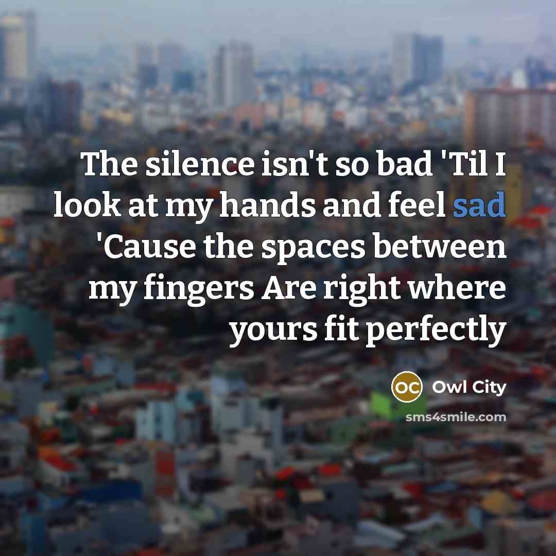 “The silence isn't so bad 'Til I look at my…” quote by Owl City