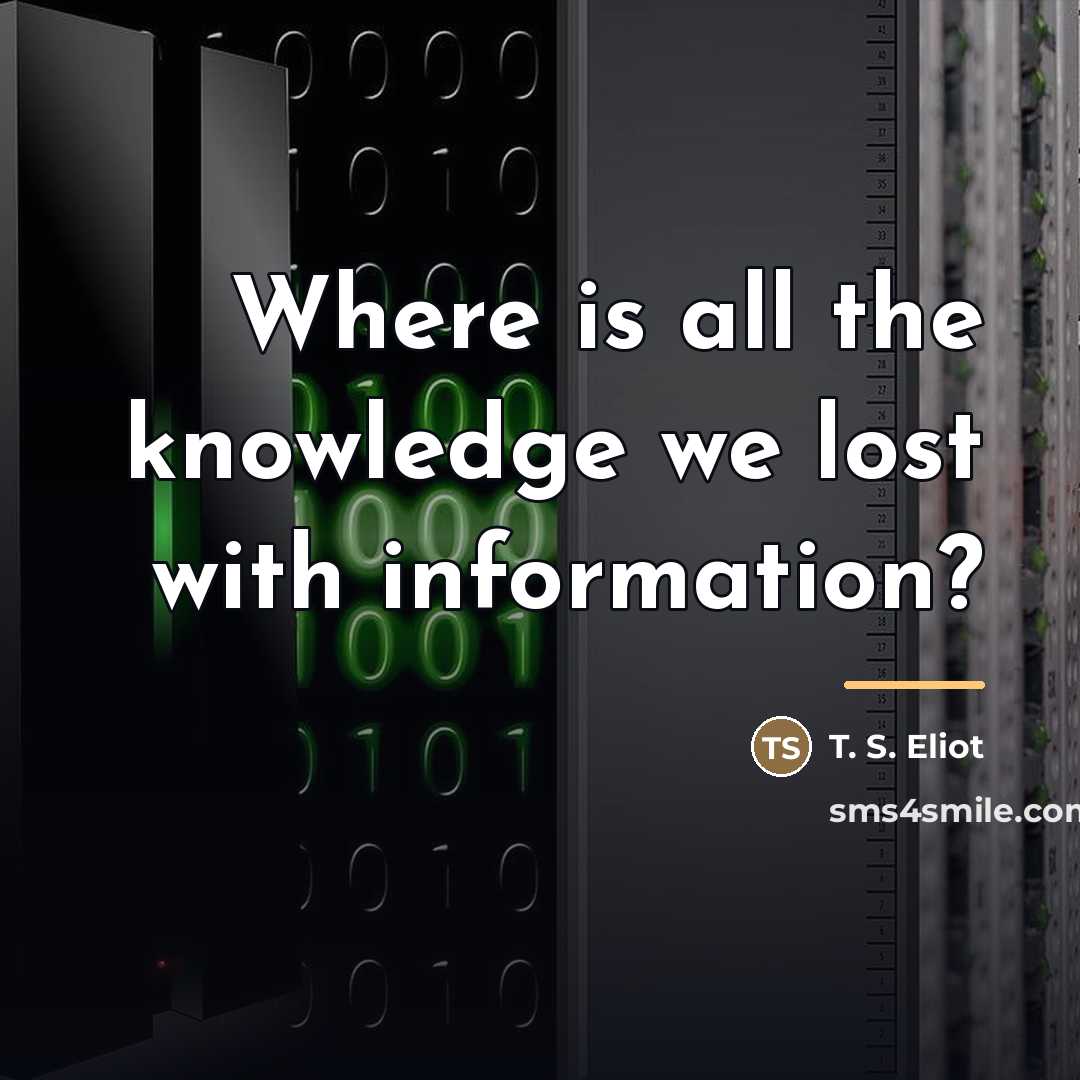 “Where is all the knowledge we lost with information?…” quote by T. S. Eliot