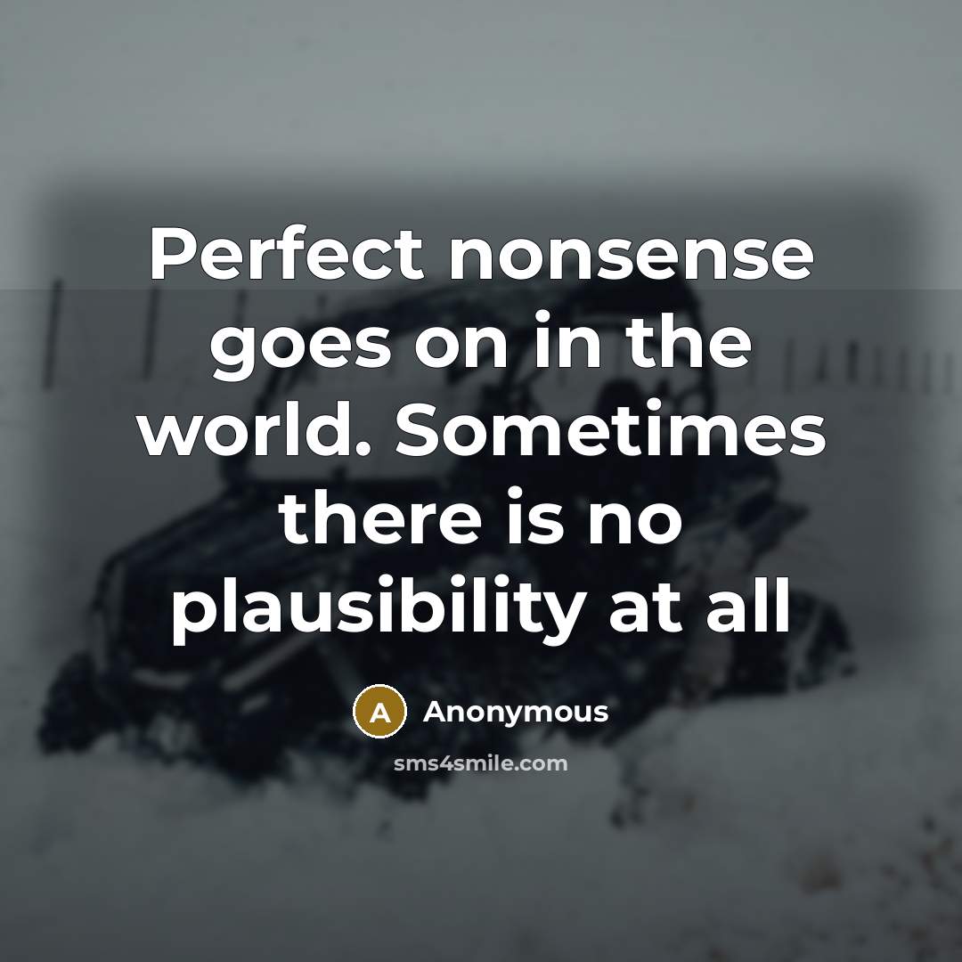 “Perfect nonsense goes on in the world. Sometimes there is…” quote by Anonymous