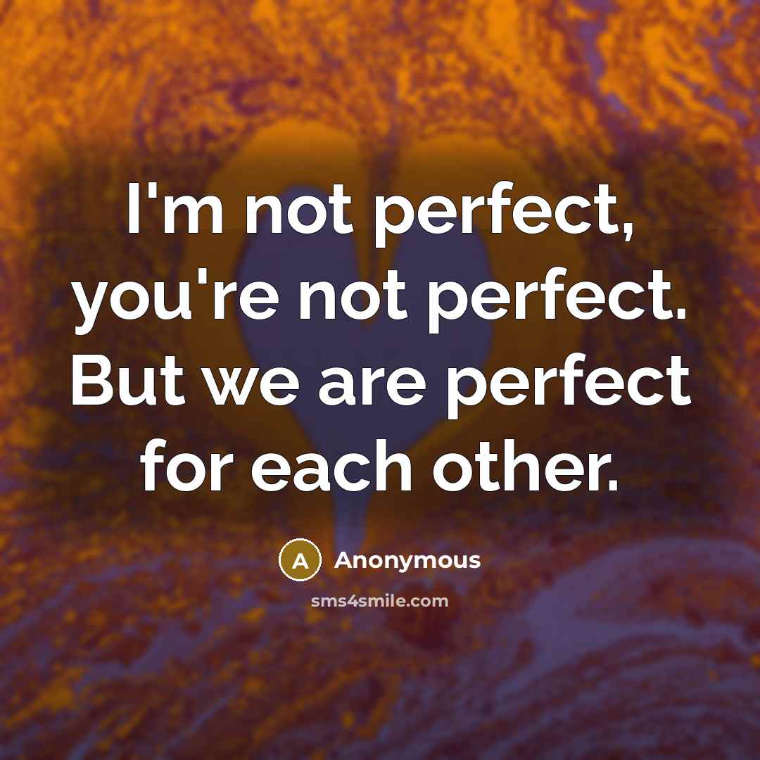 “I'm not perfect, you're not perfect. But we are perfect…” quote by Anonymous
