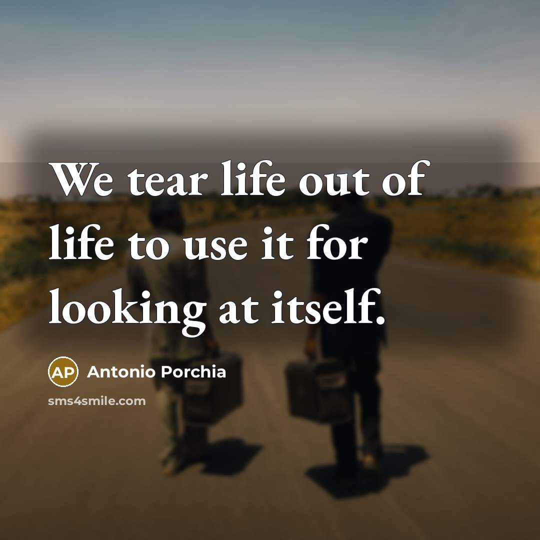 “We tear life out of life to use it for…” quote by Antonio Porchia
