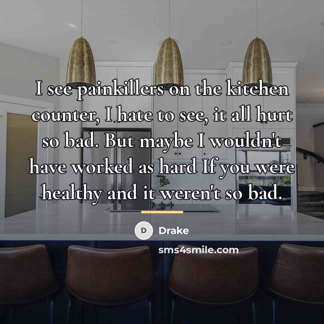 “I see painkillers on the kitchen counter, I hate to…” quote by Drake