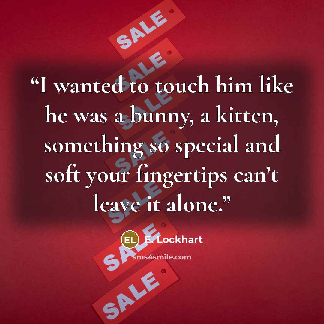 “I wanted to touch him like he was a bunny, a kitten, something so special and soft your fingertips can’t leave it alone.” quote by E. Lockhart
