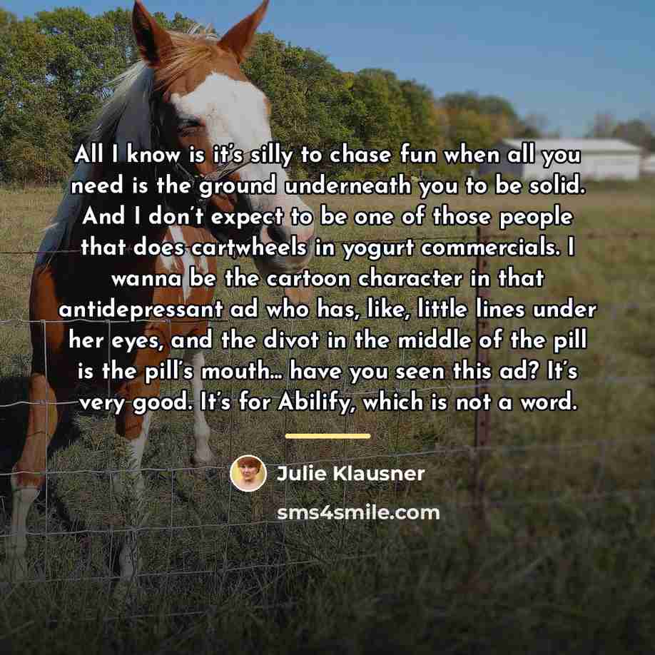 “All I know is it’s silly to chase fun when…” quote by Julie Klausner