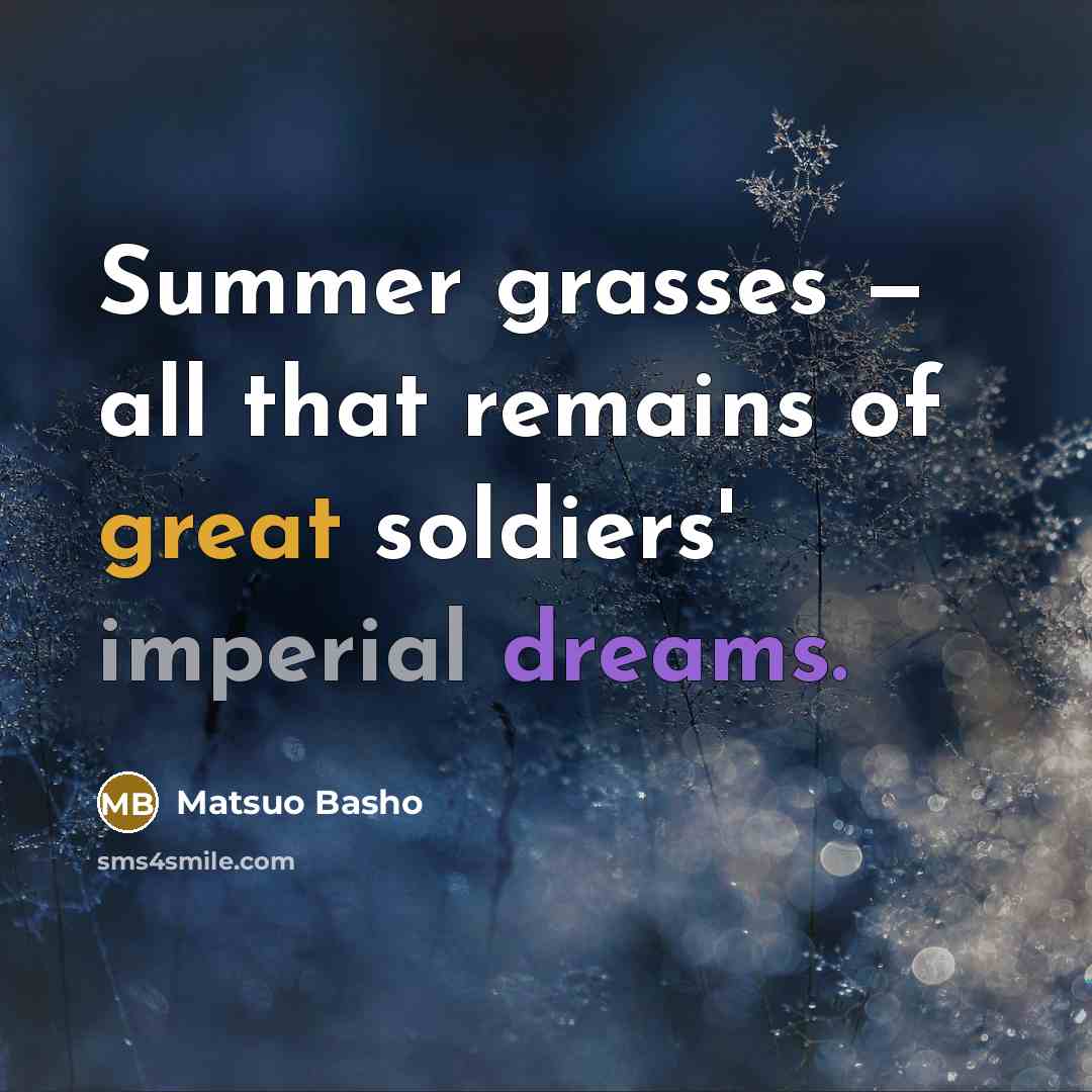 “Summer grasses — all that remains of great soldiers' imperial…” quote by Matsuo Basho