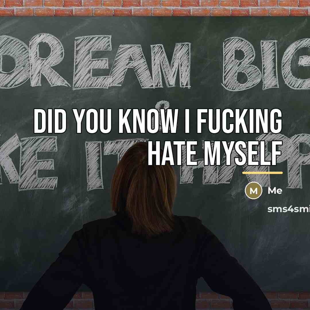 “Did you know I fucking hate myself…” quote by Me