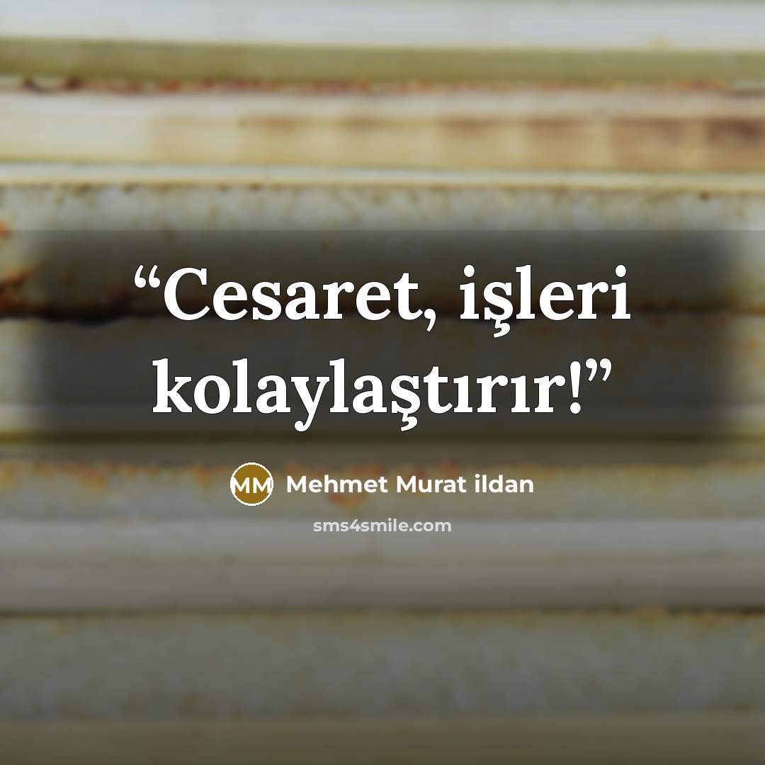 “Cesaret, işleri kolaylaştırır!” quote by Mehmet Murat ildan