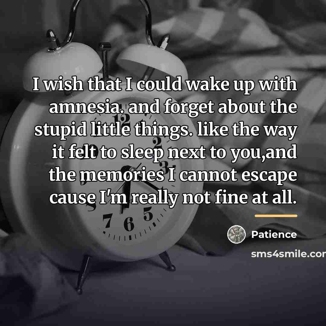 “I wish that I could wake up with amnesia. and…” quote by Patience