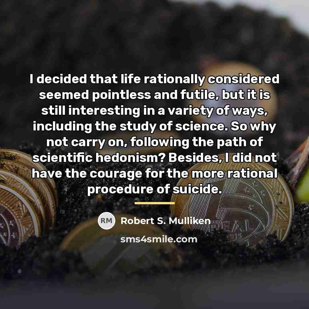 “I decided that life rationally considered seemed pointless and futile,…” quote by Robert S. Mulliken