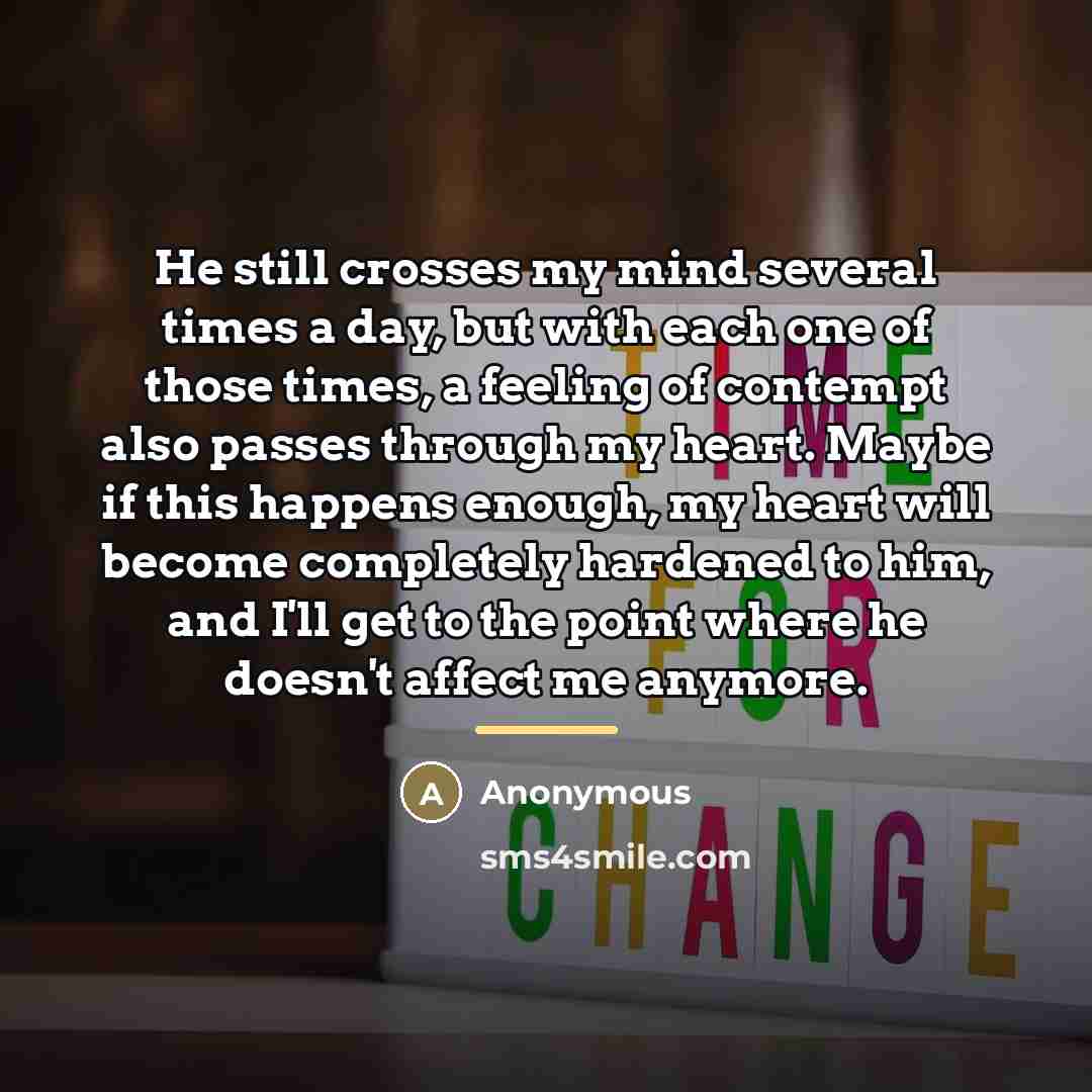 “He still crosses my mind several times a day, but…” quote by Anonymous