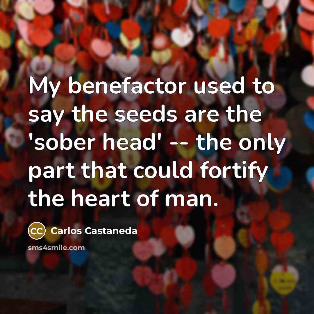 “My benefactor used to say the seeds are the 'sober head' -- the only part that could fortify the heart of man.” quote by Carlos Castaneda
