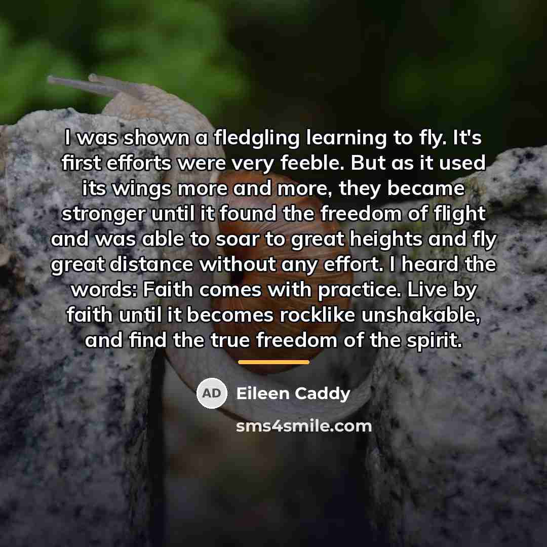 “I was shown a fledgling learning to fly. It's first…” quote by Eileen Caddy