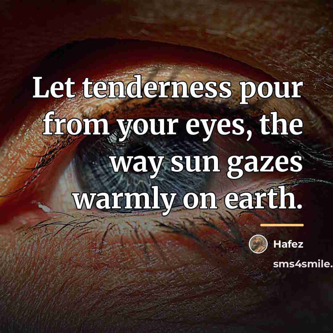 “Let tenderness pour from your eyes, the way sun gazes…” quote by Hafez