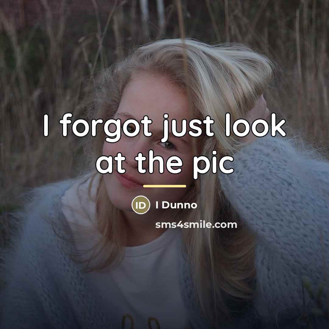 “I forgot just look at the pic…” quote by I Dunno