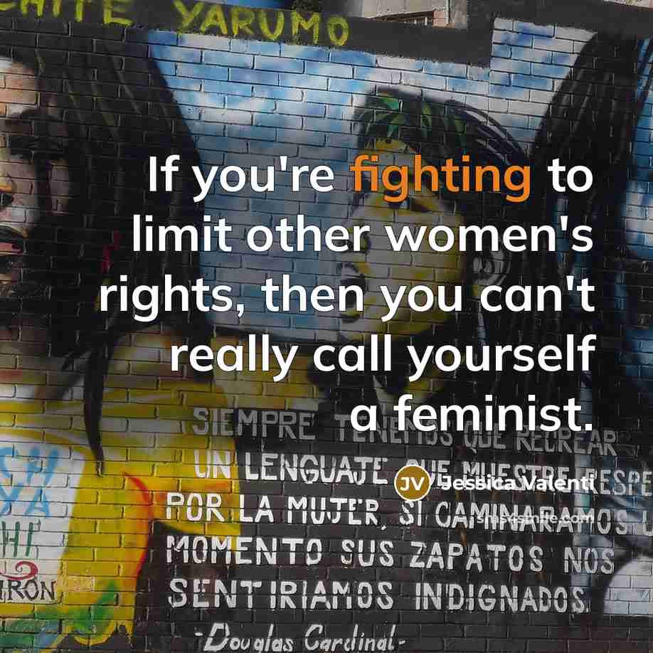 “If you're fighting to limit other women's rights, then you…” quote by Jessica Valenti