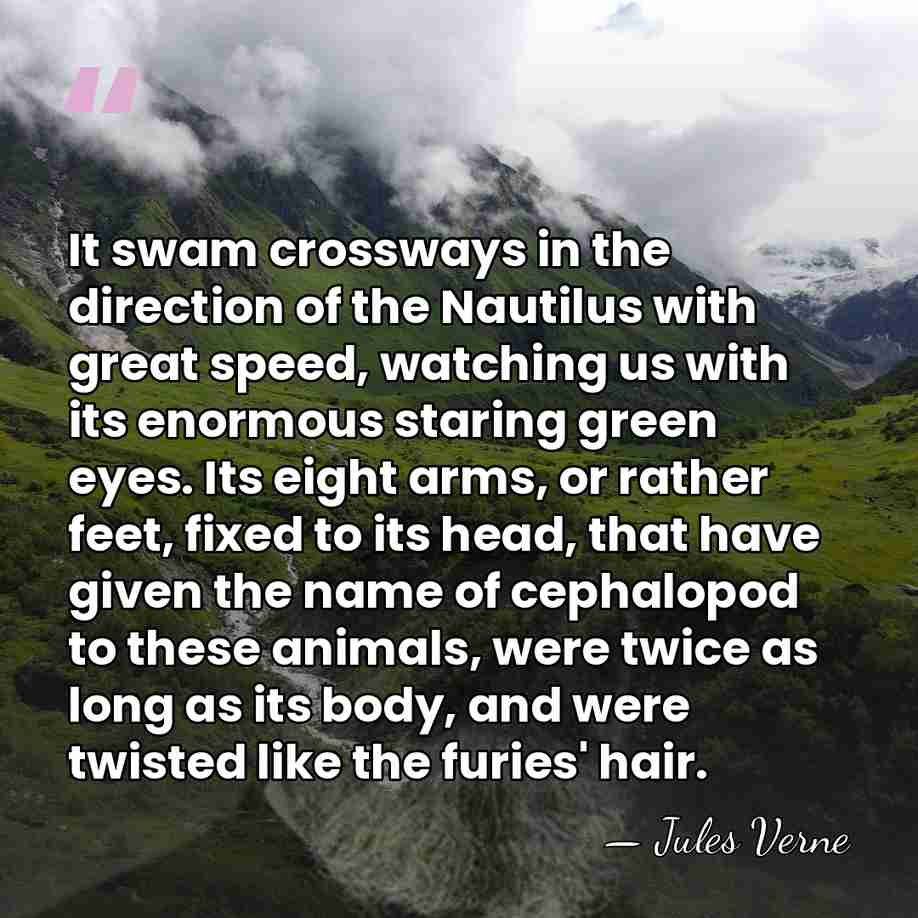 It swam crossways in the direction of the Nautilus with great speed,&hellip; - Jules Verne