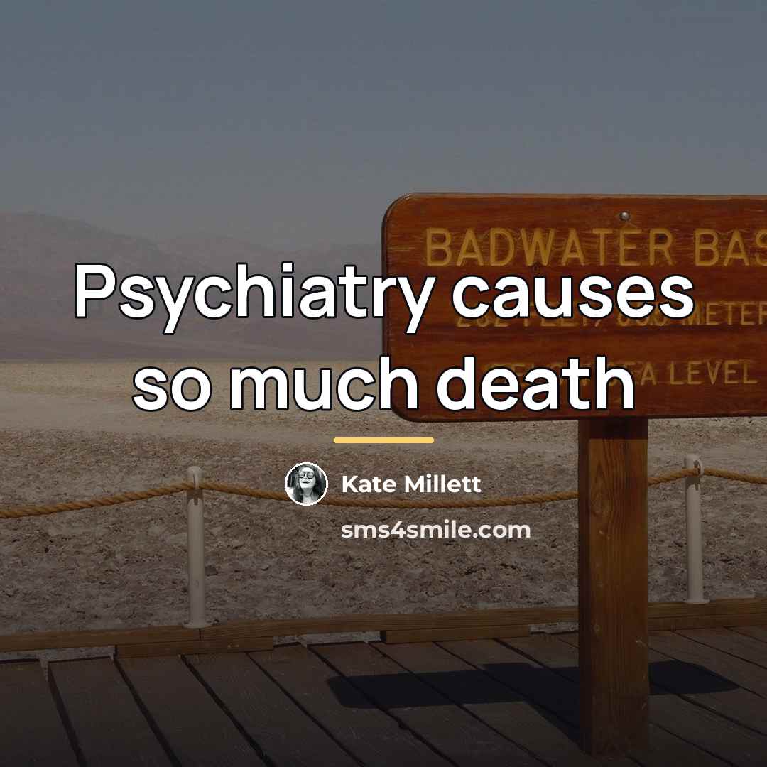 “Psychiatry causes so much death…” quote by Kate Millett