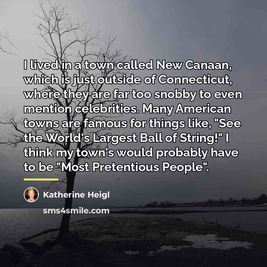 “I lived in a town called New Canaan, which is…” quote by Katherine Heigl