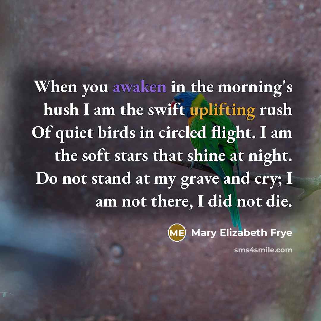 “When you awaken in the morning's hush I am the…” quote by Mary Elizabeth Frye