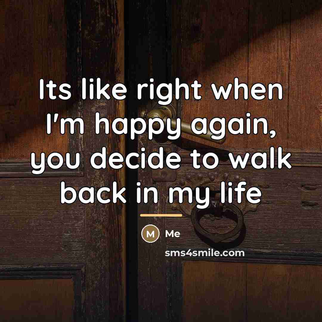 “Its like right when I'm happy again, you decide to…” quote by Me