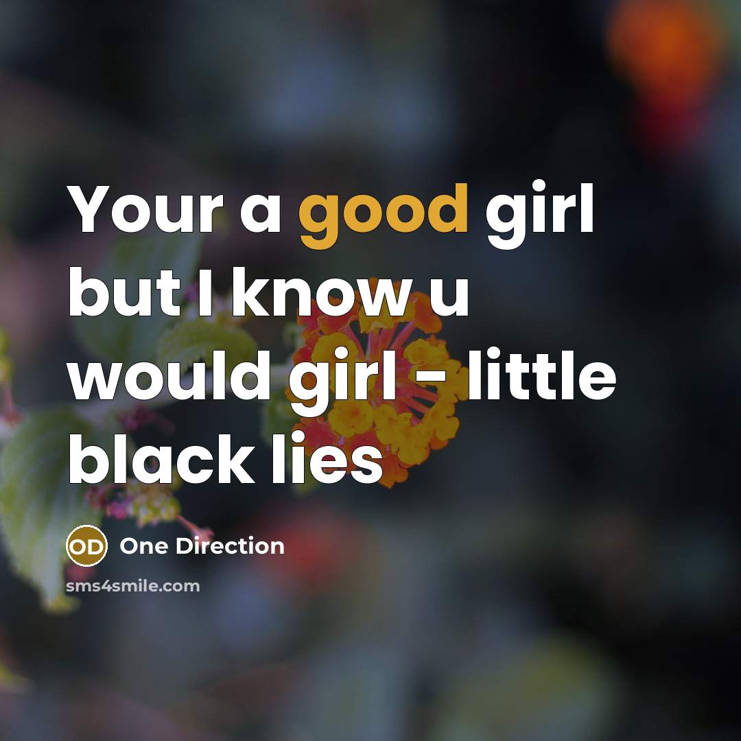 “Your a good girl but I know u would girl…” quote by One Direction