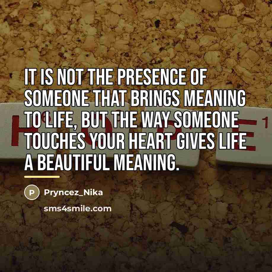 “It is not the presence of someone that brings meaning…” quote by Pryncez_Nika