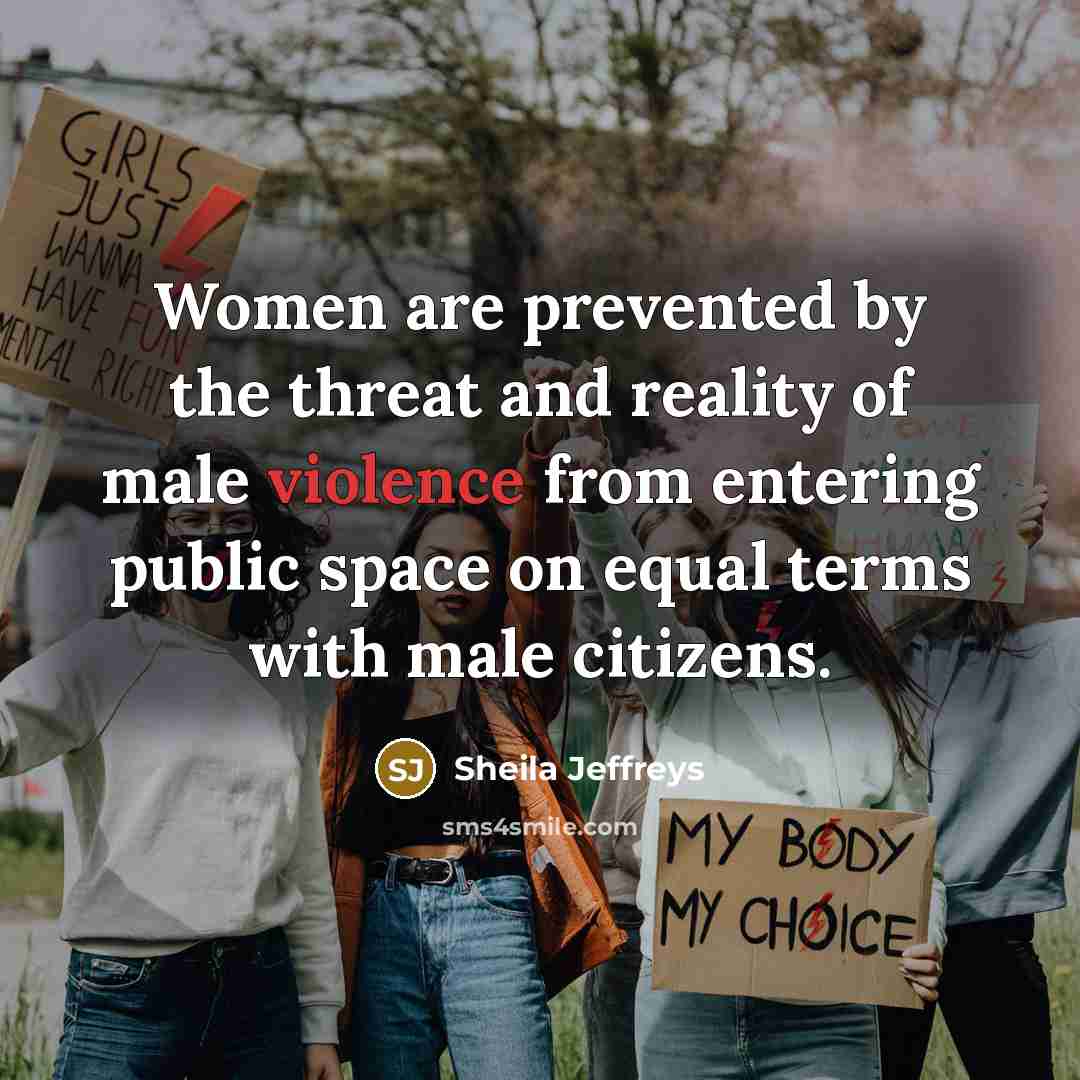“Women are prevented by the threat and reality of male…” quote by Sheila Jeffreys