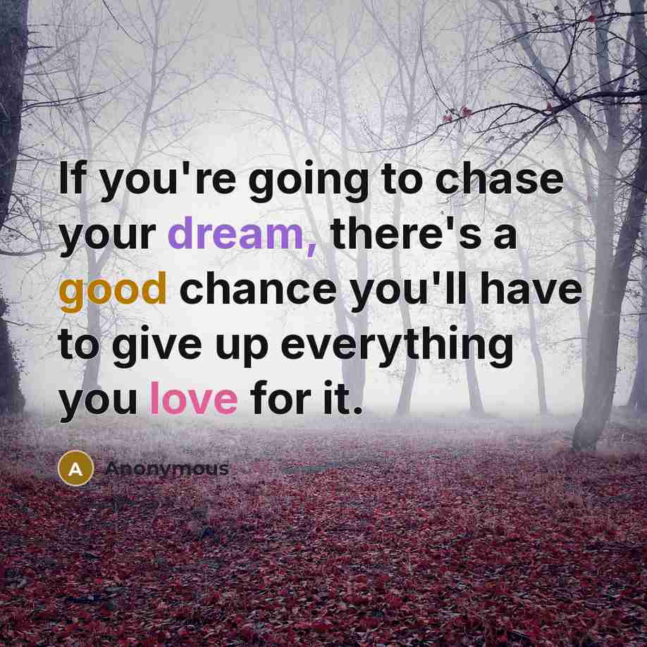 “If you're going to chase your dream, there's a good…” quote by Anonymous