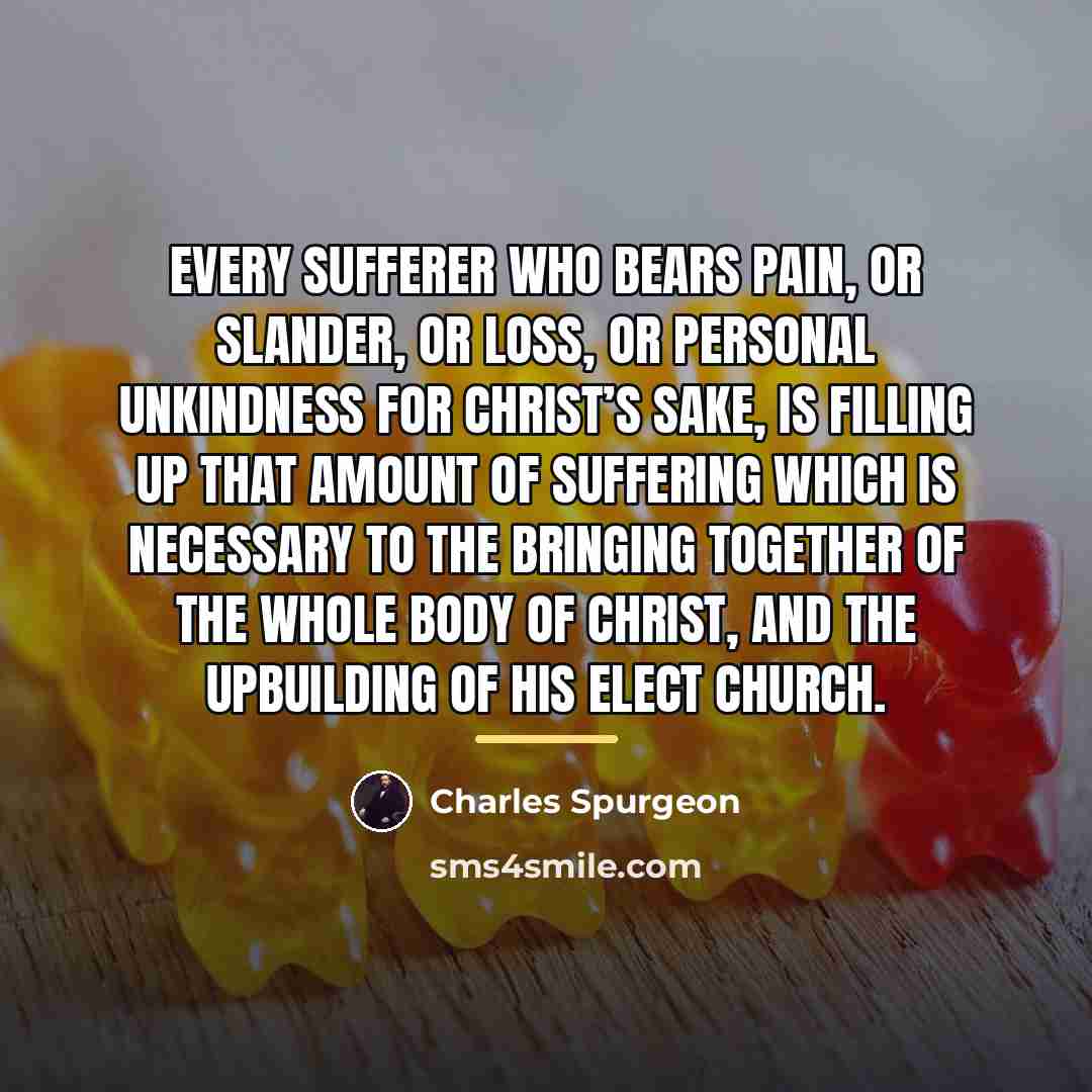 “Every sufferer who bears pain, or slander, or loss, or…” quote by Charles Spurgeon