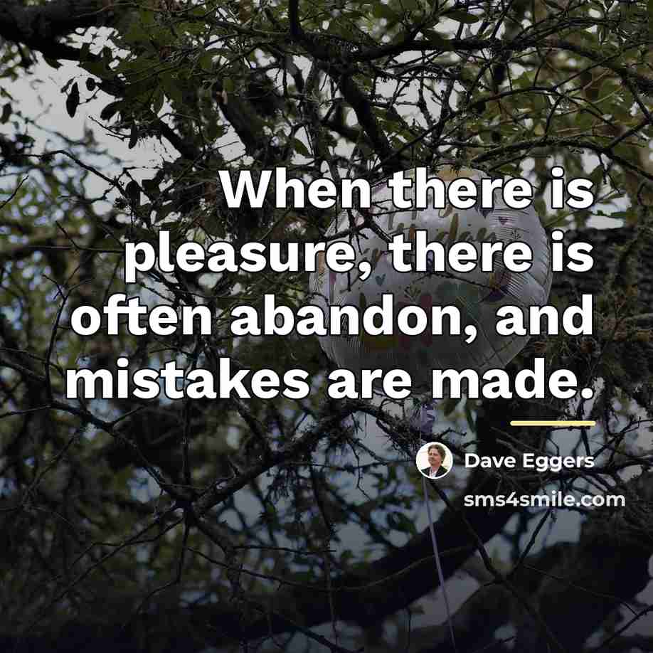“When there is pleasure, there is often abandon, and mistakes…” quote by Dave Eggers