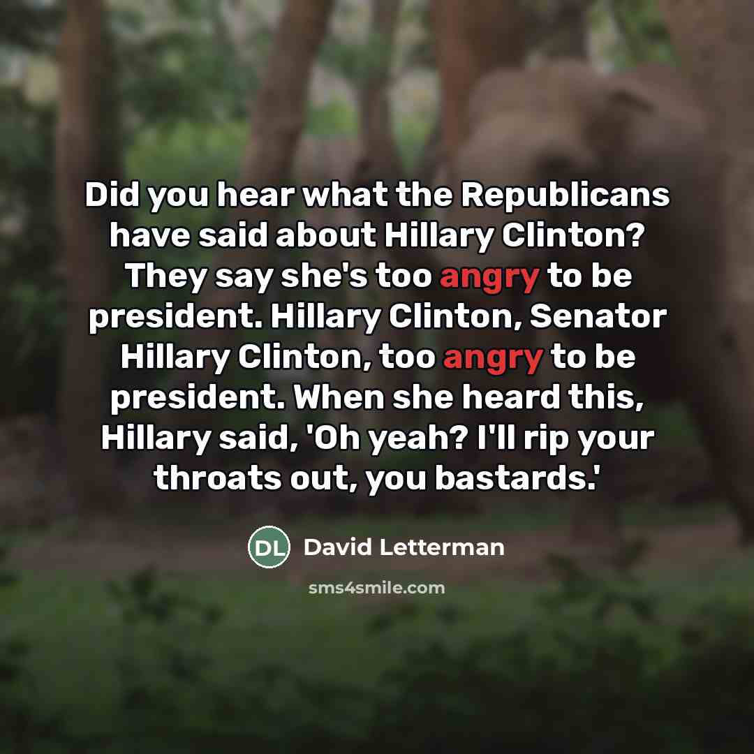 “Did you hear what the Republicans have said about Hillary…” quote by David Letterman
