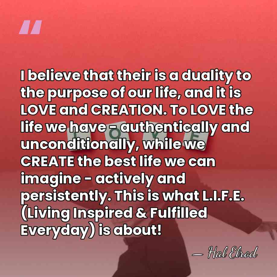I believe that their is a duality to the purpose of our&hellip; - Hal Elrod