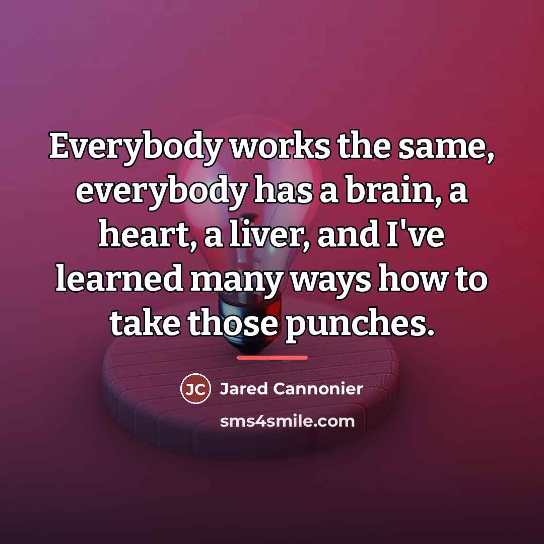 “Everybody works the same, everybody has a brain, a heart,…” quote by Jared Cannonier