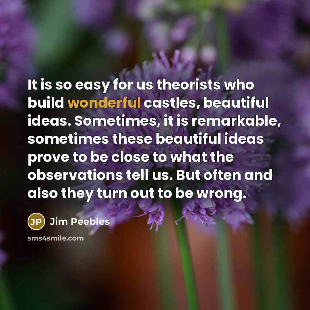“It is so easy for us theorists who build wonderful…” quote by Jim Peebles