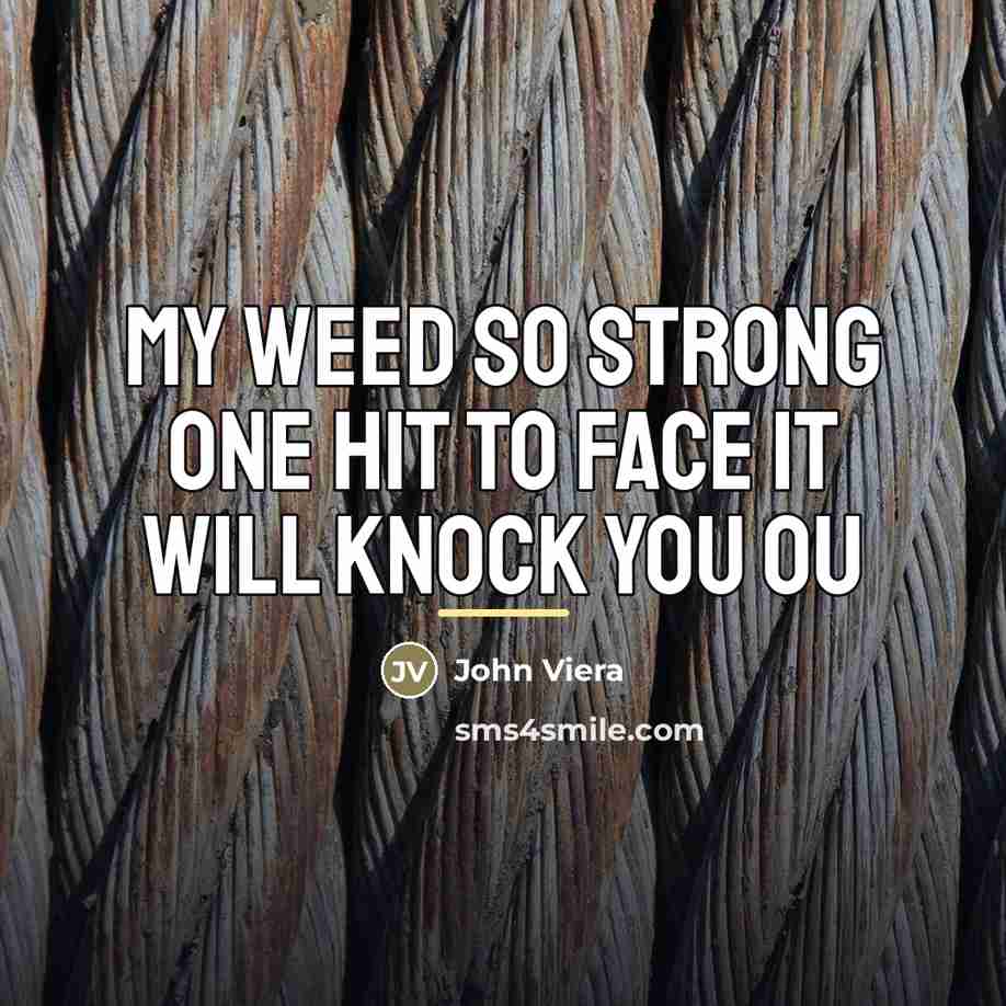 “My weed so strong one hit to face it will…” quote by John Viera