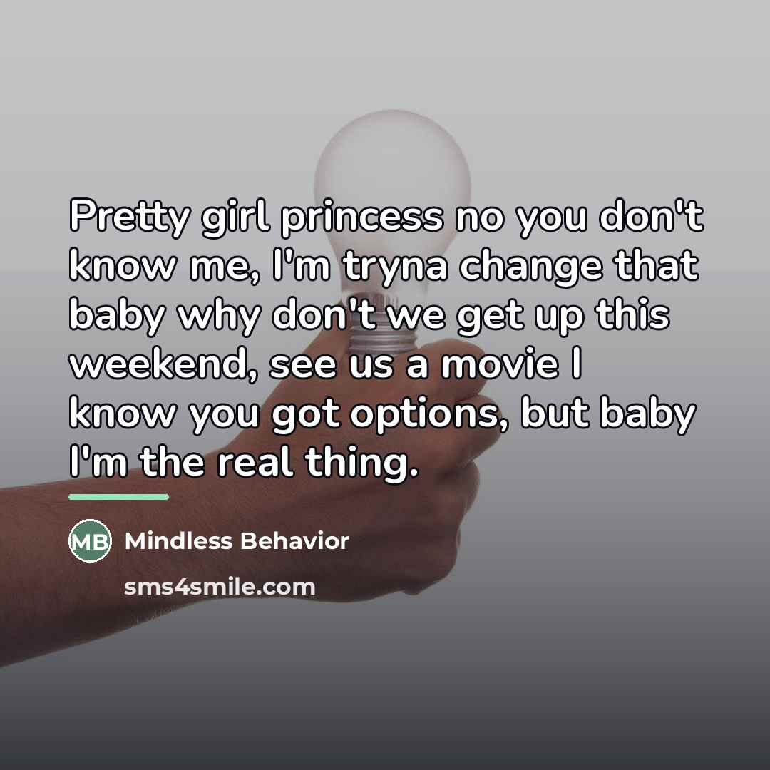 “Pretty girl princess no you don't know me, I'm tryna…” quote by Mindless Behavior