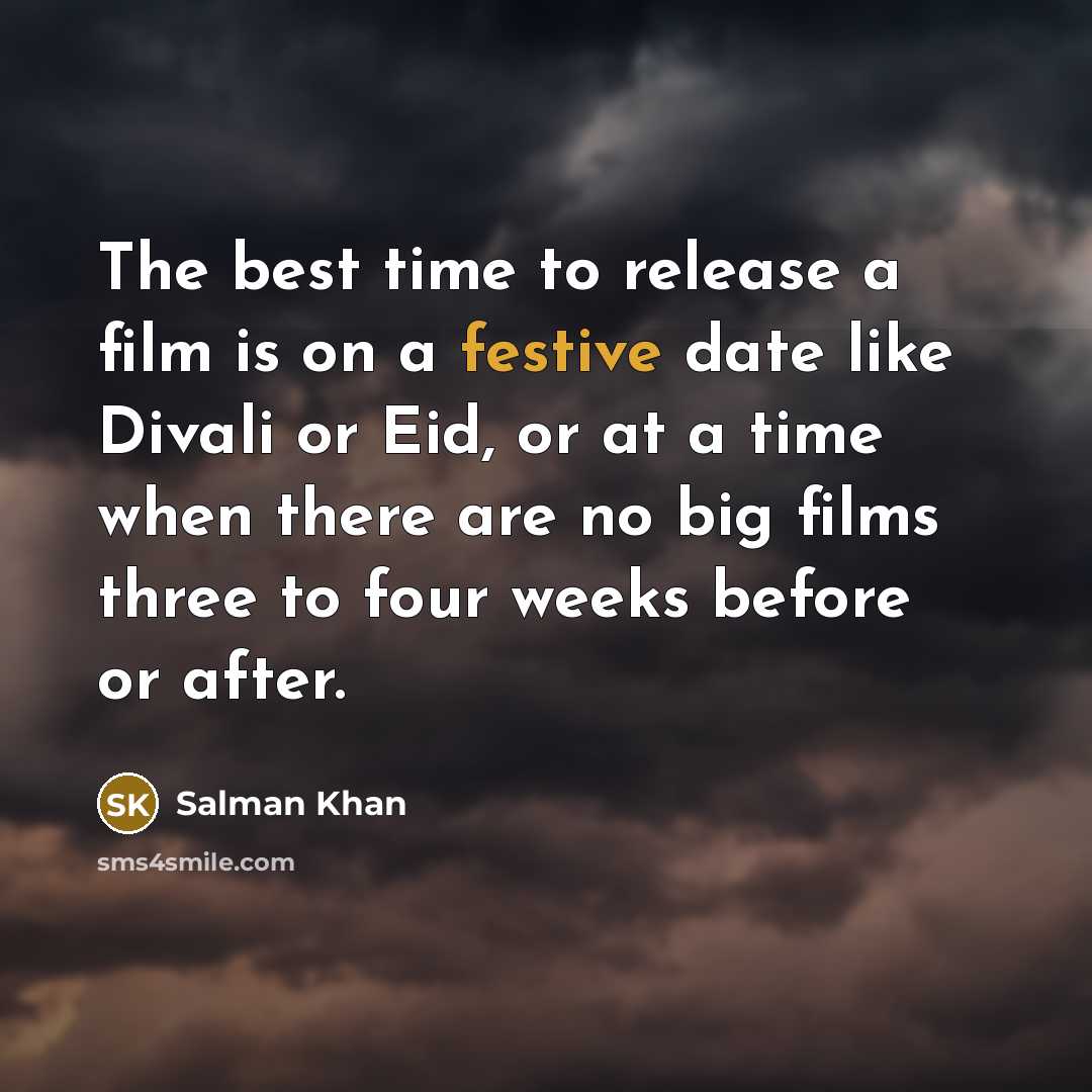 “The best time to release a film is on a…” quote by Salman Khan