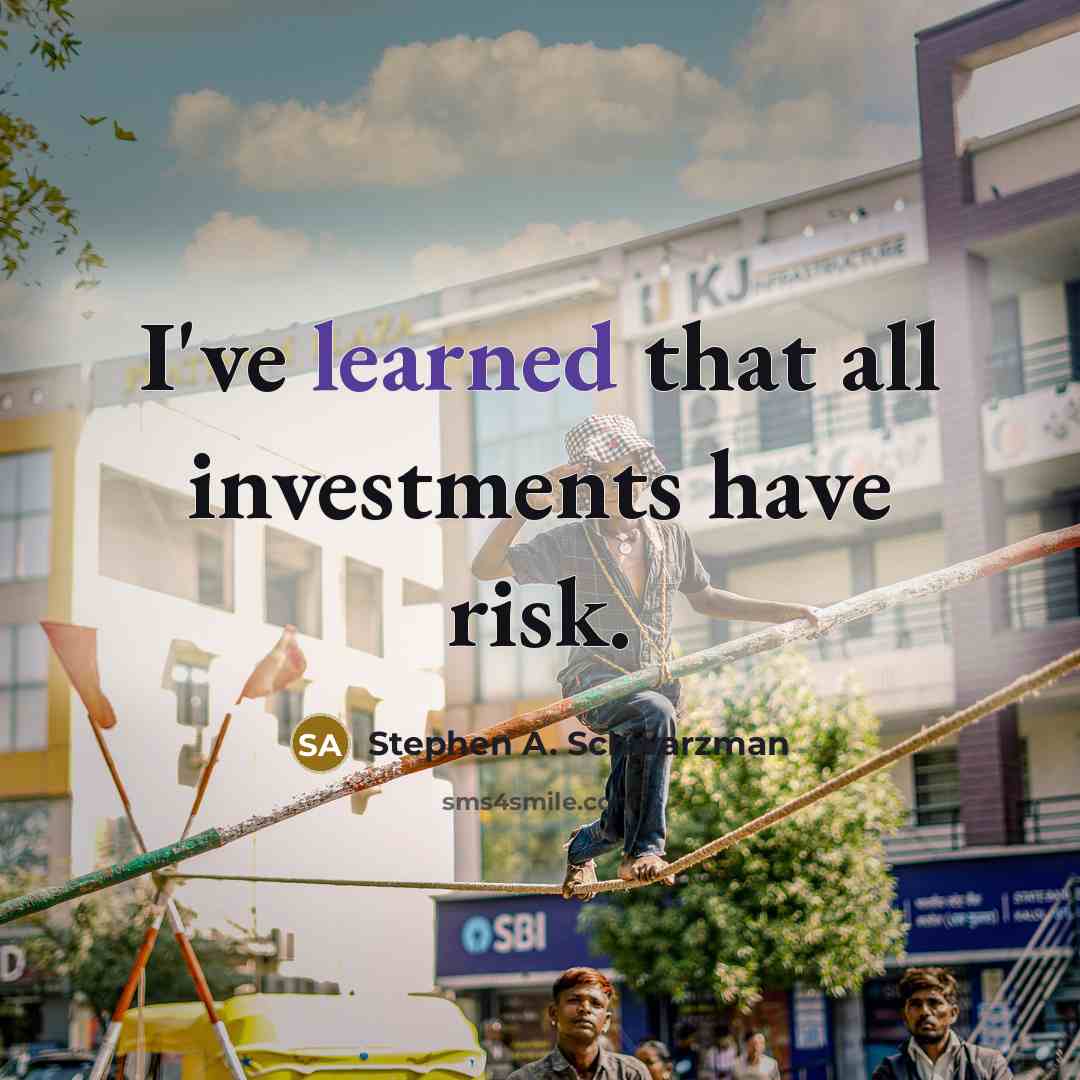 “I've learned that all investments have risk.…” quote by Stephen A. Schwarzman