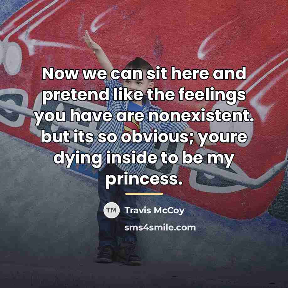 “Now we can sit here and pretend like the feelings…” quote by Travis McCoy