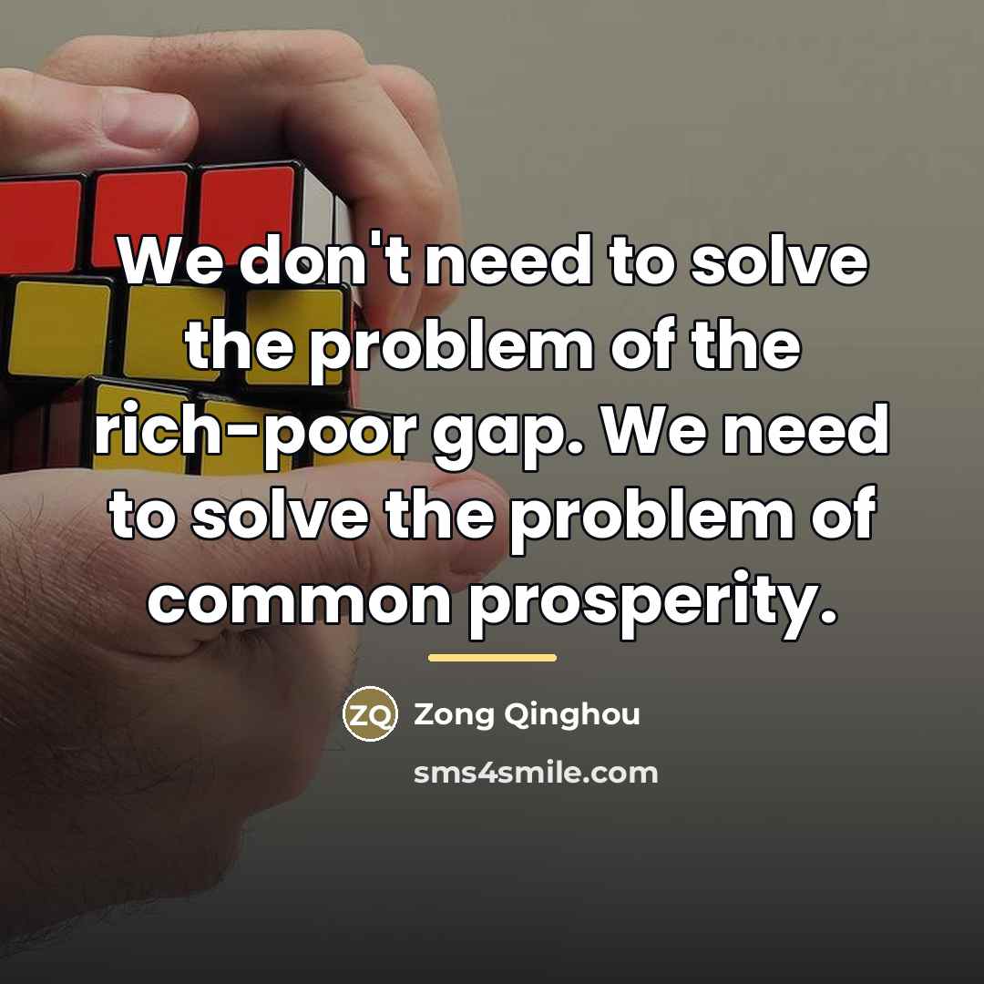 “We don't need to solve the problem of the rich-poor…” quote by Zong Qinghou