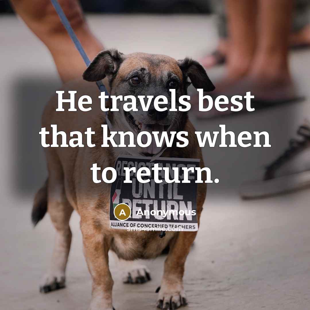 “He travels best that knows when to return.…” quote by Anonymous