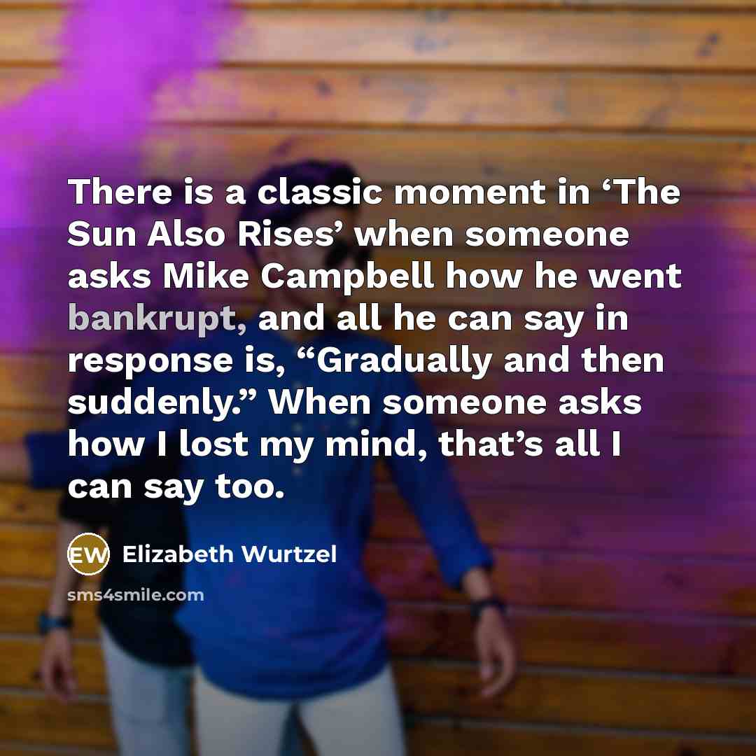 “There is a classic moment in ‘The Sun Also Rises’…” quote by Elizabeth Wurtzel
