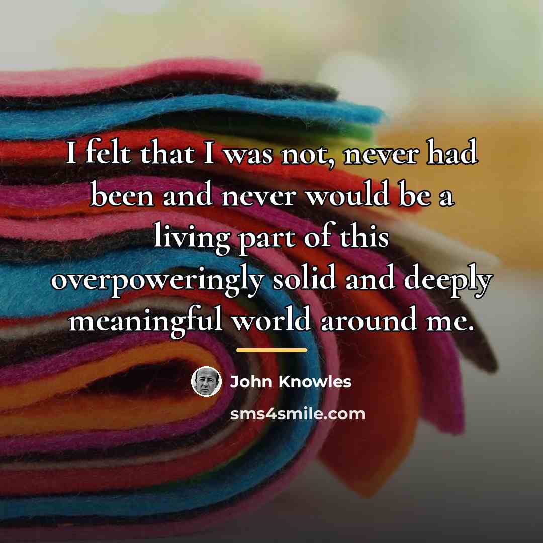 “I felt that I was not, never had been and…” quote by John Knowles